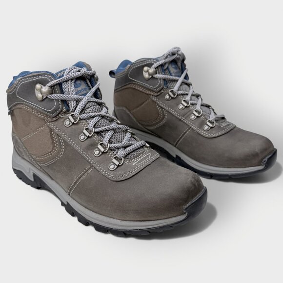 New Timberland Mt Maddsen Mid Waterproof Hiking Boots Womens Size 7 Grey Leather - Picture 1 of 14